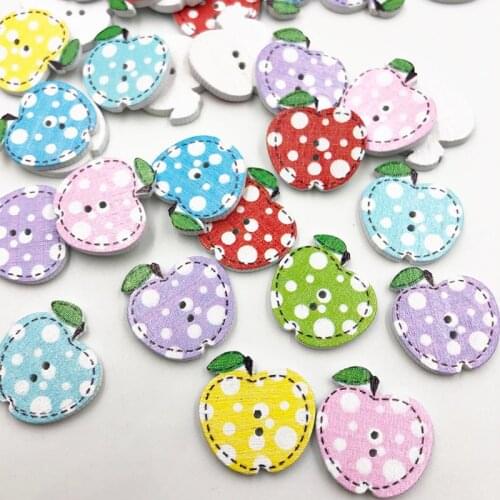 10/50/100pcs Mixed Apples Pattern Wooden Buttons For Clothes Crafts Sewing Decorative Needlework Scrapbooking DIY WB686