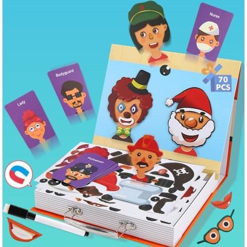 Kindergarten childrens early education puzzle magnetic puzzle DIY toy 3d three-dimensional dress up magnetic puzzle