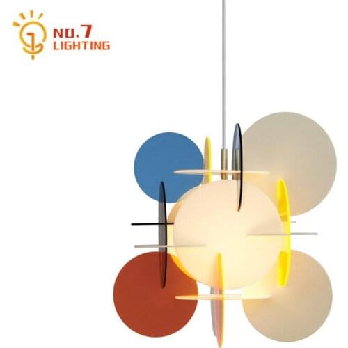 Creative Geometry Colorful Acrylic Hanging Light Fixtures Modern Pendant Lights for Living Room Decoration Childrens Room Hall
