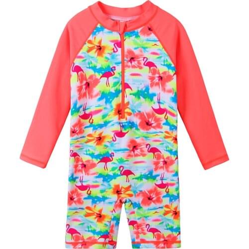 BAOHULU 2021 Beautiful Girls 3-10Years Swimwear Long Sleeve Print Pattern Bathing Suit UV-Protection Beachwear