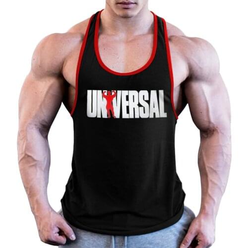 Men Universal Nutrition Tank Top Y-Back Gym Muscle Racerback Straight Bottom