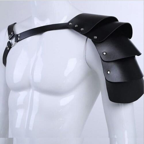 Bar Nightclub Men Singer DS Costume Sexy Muscular Male Shoulder Strap Fashion Adjustable Leather Strap Pole Dance Wear DNV12524