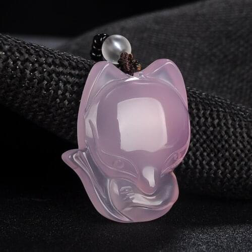 Jade Pendant Natural Agate Chalcedony Fox Jade Pendant Jewelry Lucky Marriage Auspicious Amulet Pendant Jade Fine Jewelry