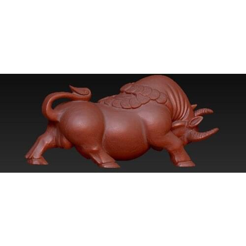 New bull 3D model for cnc or 3D printers in STL file format -aggressive bull with coins