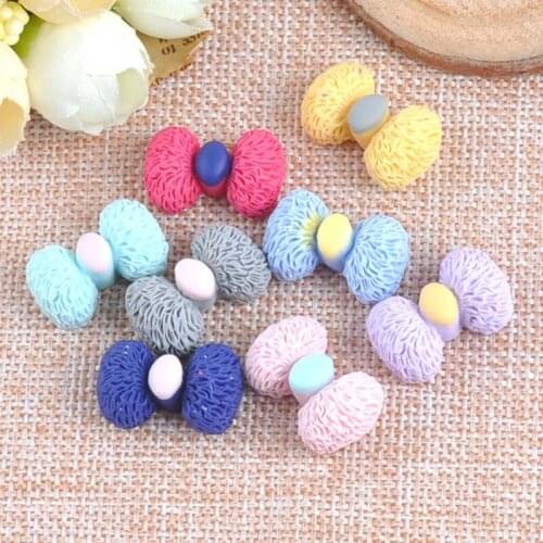 New 10PCS no Hole Candy Bowknot Flatback Resin Cabochons Scrapbook Craft 14x23mm DIY Phone Decor Headwear Accessories CP1424