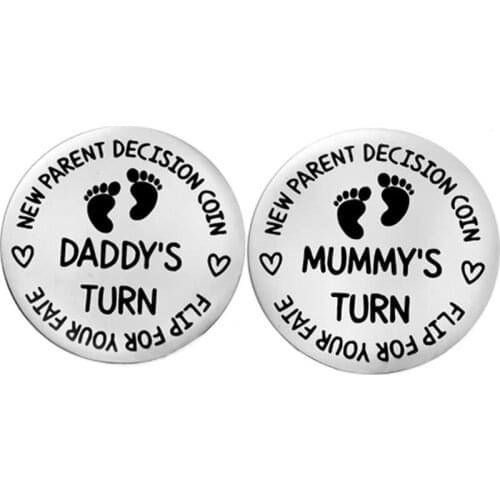 New Baby Gift For Parents Mom Dad Decision Coin Pregnancy Mommy Dad Is Christmas Birthday Gift Double-sided Wholesale