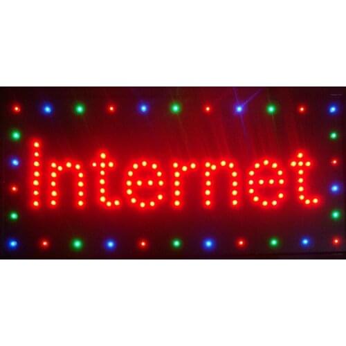 New Led Internet neon signs hot sale 48 X 25 CM indoor Ultra Bright running Internet Bar Neon light sign miti color edge