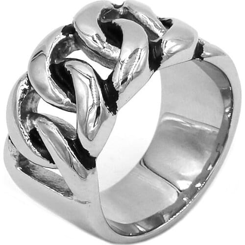 Wholesale Biker Chain Ring 316L Stainless Steel Jewelry Fashion Punk Chains Motor Biker Ring For Men SWR0725