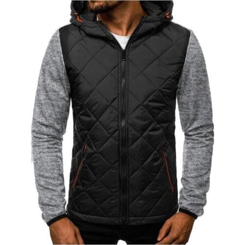 Autumn and Winter Mens New Casual Fashion Zipper Hoodie Coat Color Matching Plaid Cardigan