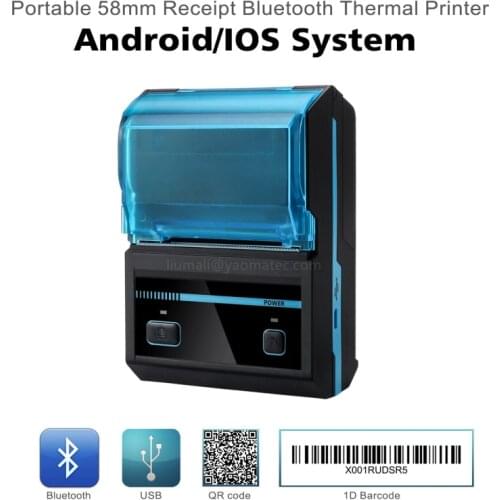 Protable Mini Bluetooth Thermal Printer With Leather Case 58MM/2inch Receipt Printing For Drug Store Shop Business Office