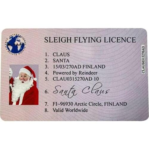 10Pcs Fake Plastic Card Santa Claus Flying Licence Sleigh Licence for Children Creative Christmas Gift Xmas Tree Decor