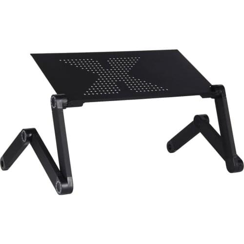 New Adjustable Aluminum Laptop Desk Table Ergonomic TV Bed Lapdesk Tray PC Notebook Table Desk Stand With Cooling Fan Mouse Pad