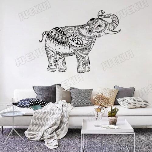 Mandala Elephant Pattern Removable Wall Stickers for Living Room Yoga Art Decoration Vinyl Wall Decals Bedroom Decor TA188