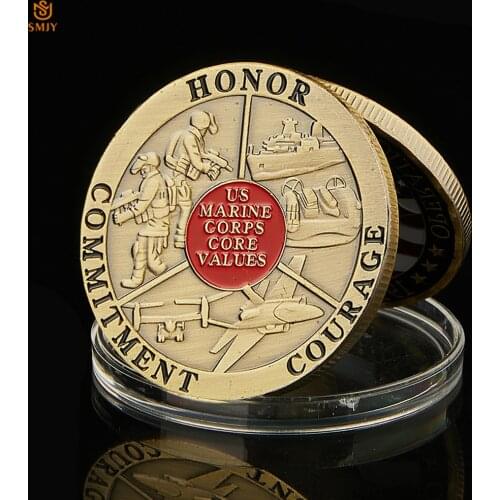 USA Marine Corps Core Values Commitment Honor Courage U.S Military Challenge Token Coin Value Collectibles