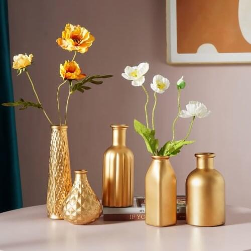 Bathroom Decoration Accessories Glass Vases For Flower Arrangements Modern Home Decor Living Room Gold Plant Pots Decorative