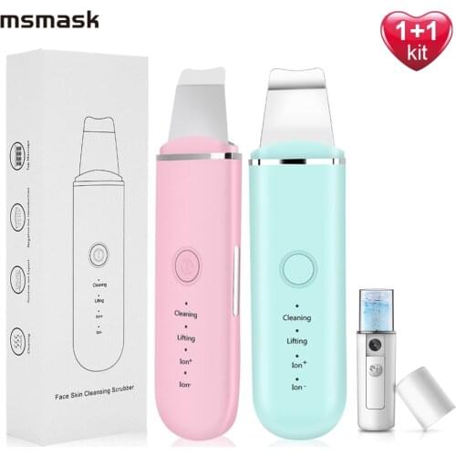 Ultrasonic Skin Scrubber Facial Pore Cleaner Ion Acne Blackhead Remover Peeling Shovel Cleaner Facial Massager Face Lift Machine