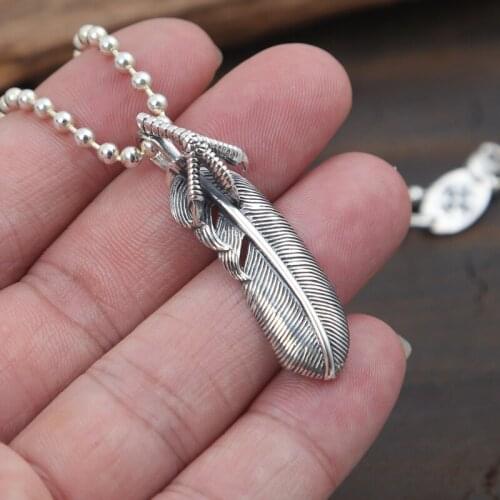 S925 Sterling Silver Jewelry Retro Thai Silver Takahashi Goro Handmade Eagle Claw Feather Male And Female Pendants