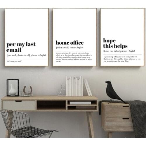 Funny Home Office Decoration Canvas Painting Modern Minimalist Definition Posters and Prints Black White Wall Art Pictures Decor