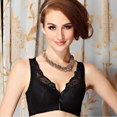New 2018 Ladies Big Size 3/4 Cup Lace Push Up Bra Black Bralette Deep V Womens Bras Underwear Lace Large Size Dropship