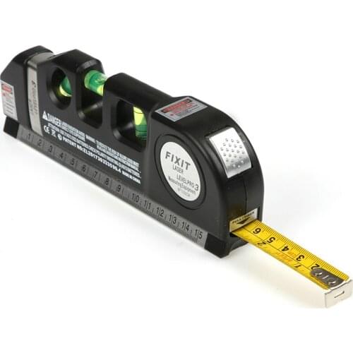 1pc Multipurpose Level Laser Horizon Vertical Measure Tape Aligner Bubbles Ruler 4-in-1 Laser Level Measure Ruler