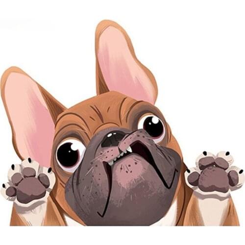 13cm x 11cm Cute French Bulldog Sticker Car Window Decoration Cartoon Dog Car Stickers Reflective Decal Car Styling