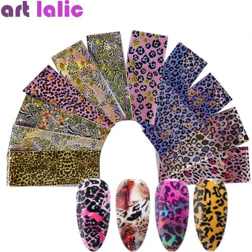 16 Pcs Leopard Nail Foil Set 4*20 cm Wild Laser Sky Starry Nail Transfer Sticker UV Gel Nail Polish Manicure DIY Tips Sticker