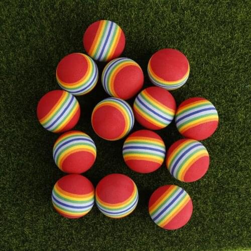 20Pcs 38mm Golf Training Balls Indoor Sports Golf Club Beginner EVA Foam Soft Rainbow Stripe Swing Practice Training Aids Ball