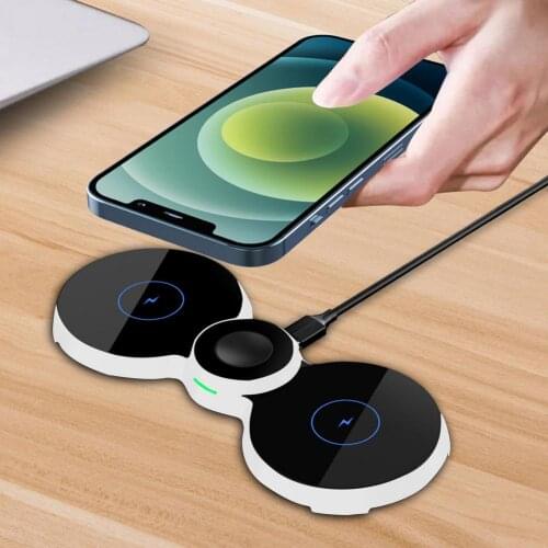 3 in 1 Travel Wireless Charger Adapter For Mobile Phone/Smartwatch/Earphone 15W Fast Charging Charger For iPhone 12 Pro Max 11 X