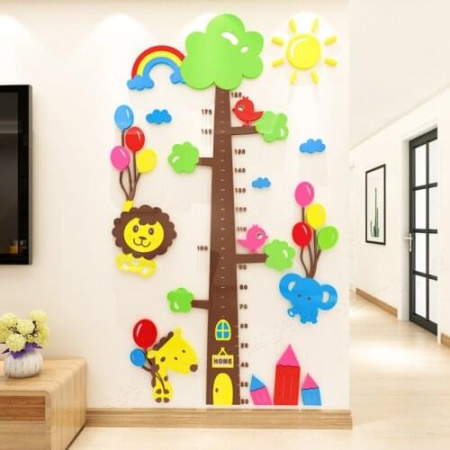 Childrens room cartoon 3d self-adhesive height sticker Acrylic wall stickers Baby height ruler Kindergarten wall decoration