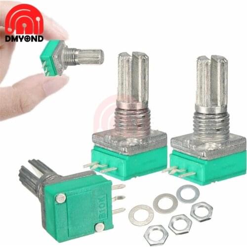 5 PCS/Lot 6MM 3 Pin Knurled Shaft Single Linear B Type 10K Ohm Rotary Potentiometer Resistor with Nut and Washe for DVD Player