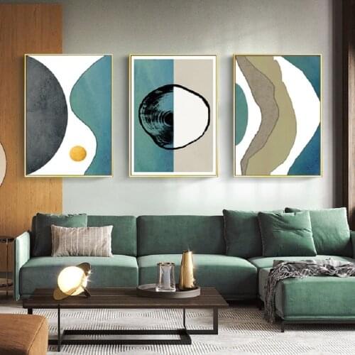 Abstract Green Striped Geometric Canvas Painting Scandinavia Posters and Prints Wall Art Pictures for Living Room Home Decor