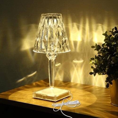 Acrylic USB Diamond Crystal Table Lamp Decoration Light For Bar Bedroom Bedside Coffee LED Desk Lamps Gift Night Lights Lighting