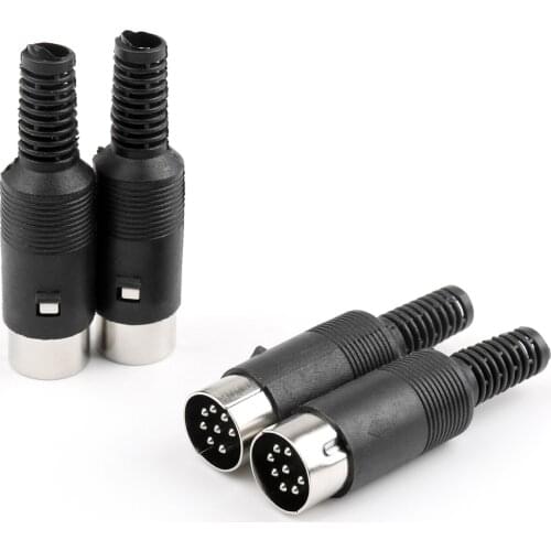 Artudatech 12 Pcs / 30 Pcs 8 Pin Din Plug Connector With Black Plastic Handle Male DIY Jack Accessories Parts