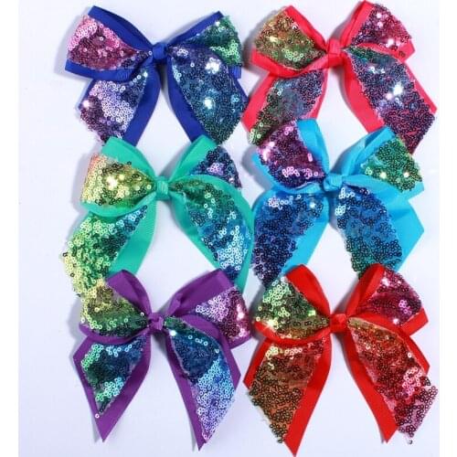 200PCS 12CM Big Bling Sequins Grosgrain Hair Bows For Box Gift Ribbon Hair Bow For Headbands Accessories You Pick Colors