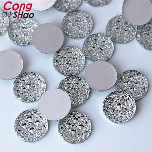 Cong Shao 200PCS 14mm Clear Round Flatback Resin Rhinestone Trim Stones And Crystals DIY Costume Button Accessories CS582