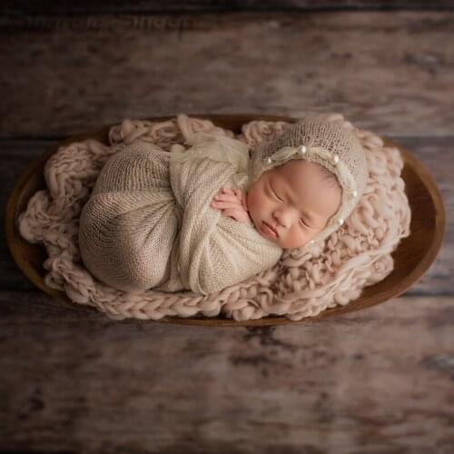 Wooden Bed Basket Newborn Baby Photography Props bebe fotografia Accessories Infant Girl Boy Photo Shoot Studio Posing Bowl Prop