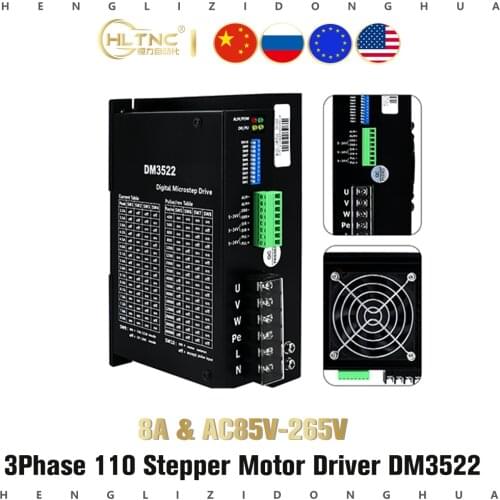 1Pc DM3522 Three Phase 8A AC 85V to 265V Stepper Motor Driver Fit Nema34 42 86 110 Step Engine Drive For CNC Engraving Machine