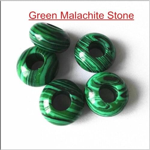 12pcs/lot Malachite stone european beads accessories jewelry beads for bracelet making size 8x14mm hole size 5mm