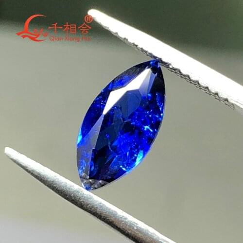 Marquise shape artificial sapphire blue color natural cut including minor cracks and inclusions corundum loose gem stone