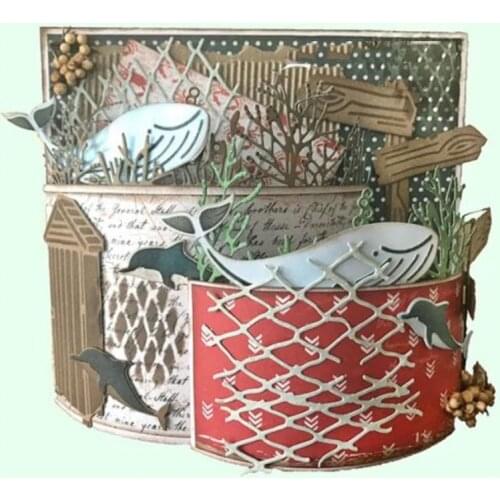 JMCRAFT 2021 New Whale And Net In The Sea #3 Metal Cutting Dies DIY Scrapbook Handmade Paper Craft Metal Steel Template Dies