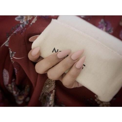 Beauty Fake Nails Matte Stiletto Artificial Press On With Jelly Glue Full Cover Stylish Daily Hand Decoration