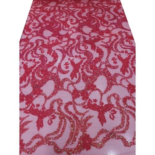 Green/White/Champagne/Red African Sequin Net Lace Fabric 2021 Nigerian Wedding Glitter Dress Material Irregular Curve Design New