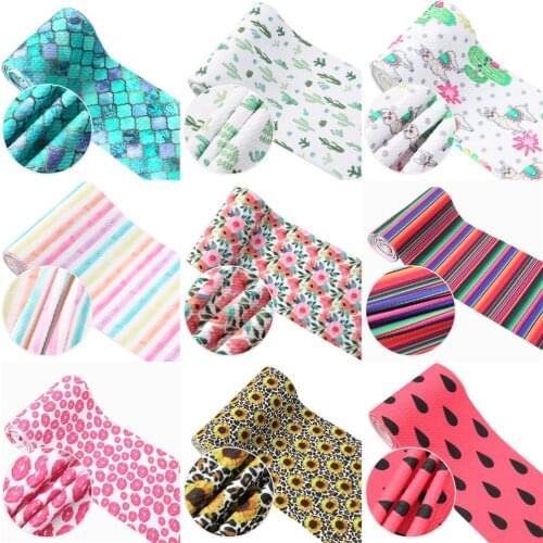 5"x55"/Roll Sunflower Printed Bullet Textured Floral Watermelon Liverpool Bubble Fabric For Making Hair Bow Headband