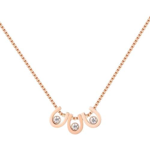 Minimalist Zircon Letter U Pendant Womens Necklaces Kpop Rose Gold Stainless Steel Box Neck Chain Jewelery Accessories Necklace