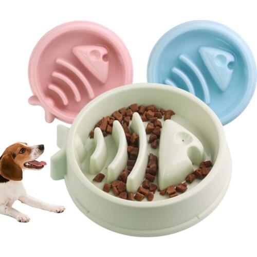 Pet Slow Eating Feeder Fish Shape Dog Bowl Bloat Stop Healthy Interactive Feeding Food Puppy Plate Dishes