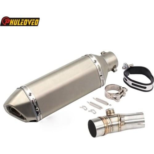 Motorbike Exhaust Muffler Adapter Link Pipe for ER6N ER6F 2012-2016 Motorcycle Muffler Exhaust Escape Damper Carbon Look Exhaust