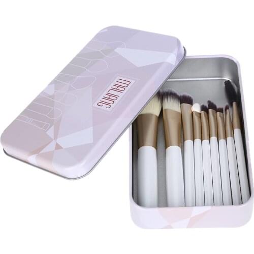 9Pcs/set White Makeup Brushes Set Powder Foundation Eyeshadow Eyeliner Lip Blush Cosmetic Beauty Make up Brush With Metal Box