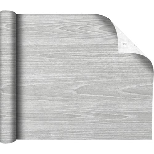 PVC Wall Paper Gray Wood Contact Paper Self Adhesive Wood Wallpaper For Furniture Cabinet Renovation Easy to Clean Easy to Paste
