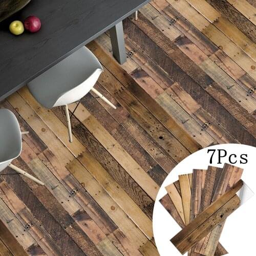 Wood Grain Wall Sticker Vintage Style PVC Floor Stickers Waterproof Self-adhesive Wallpaper Living Room Kitchen Decor Wall Paper