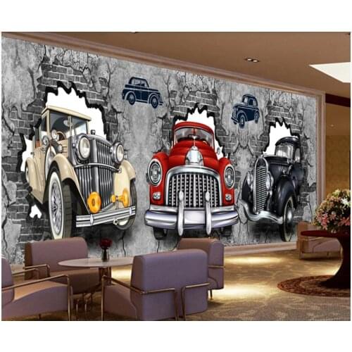 Wall paper 3 d home decor custom mural on the wall Retro broken wall car bar restaurant photo wallpaper in the living room